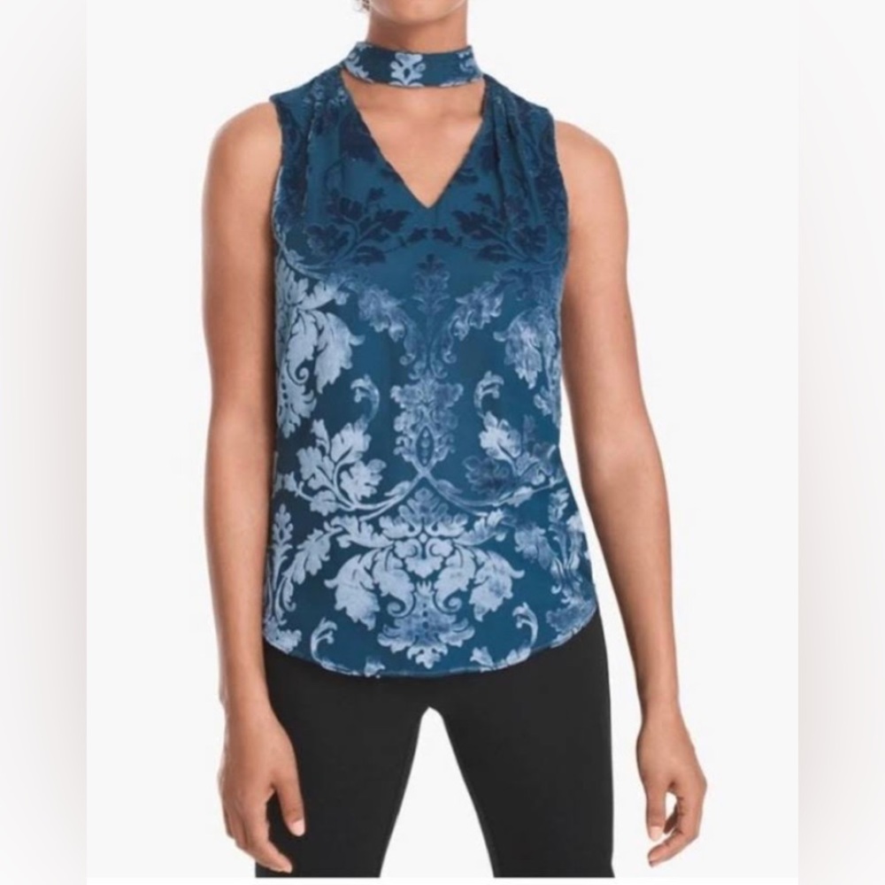 White House Black Market Salma Velvet Burnout Tank Blouse Size 8